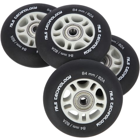 ⁨PU 84x24 82A CZARNE MATOWE (4 szt.) + ABEC-9 CHROME (8 szt.) ZESTAW NILS EXTREME⁩ w sklepie Wasserman.eu