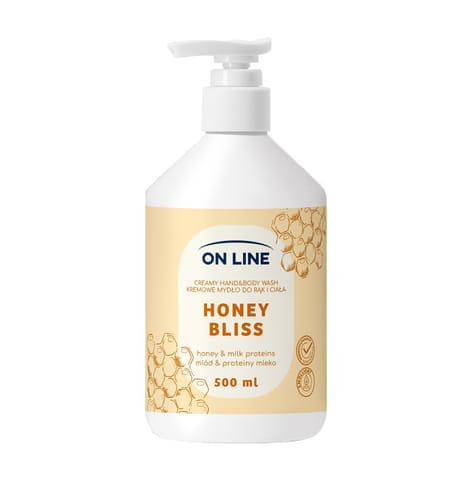 ⁨ON LINE Kremowe mydło do rąk i ciała Miód&Proteiny mleka 500 ml⁩ w sklepie Wasserman.eu