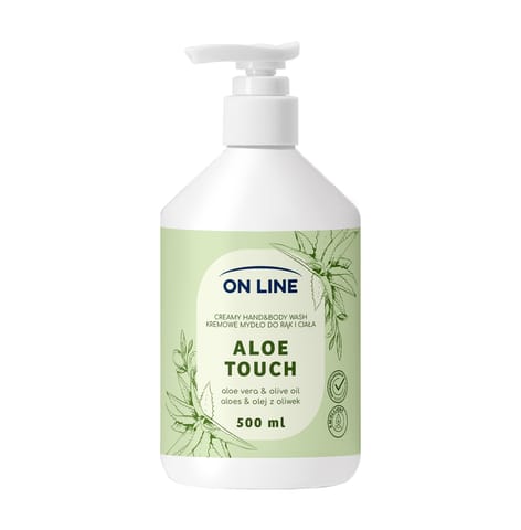 ⁨ON LINE Kremowe mydło do rąk i ciała Aloes&Olej z oliwek 500 ml⁩ w sklepie Wasserman.eu