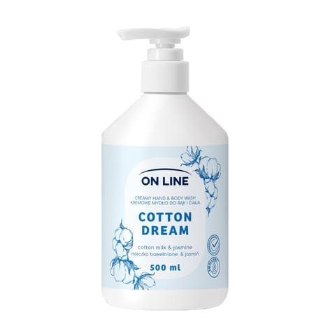 ⁨ON LINE Kremowe mydło do rąk i ciała Mleczko bawełniane&Jaśmin 500 ml⁩ w sklepie Wasserman.eu