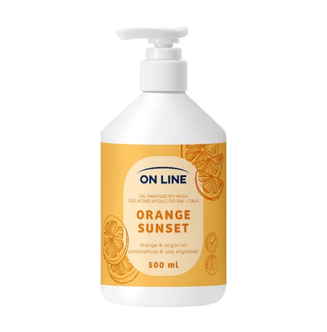 ⁨ON LINE Olejkowe mydło do rąk i ciała Pomarańcza&Olej arganowy 500 ml⁩ w sklepie Wasserman.eu