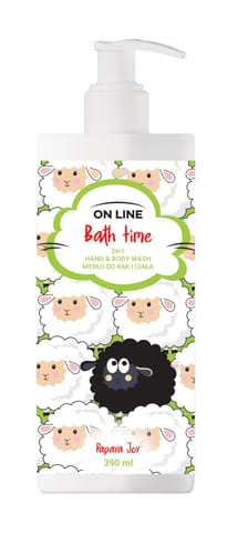 ⁨ON LINE Bath Time Mydło do rąk i ciała 2in1 Papaya Joy 390 ml⁩ w sklepie Wasserman.eu