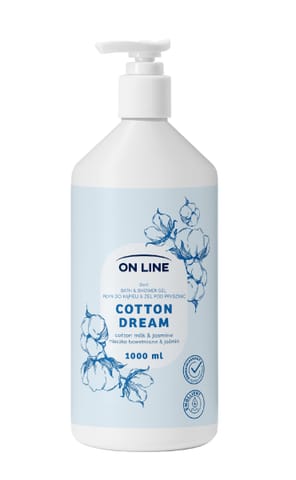 ⁨ON LINE Płyn do kąpieli i żel pod prysznic 2w1 Cotton Dream 1000 ml⁩ w sklepie Wasserman.eu