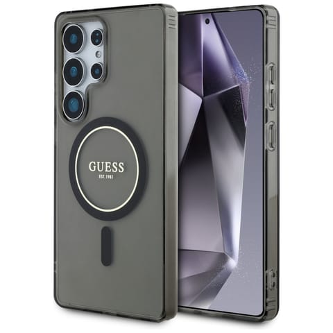 ⁨Etui Guess Glitter Circle Classic Logo   MagSafe do Samsung Galaxy S25 Ultra czarny⁩ w sklepie Wasserman.eu