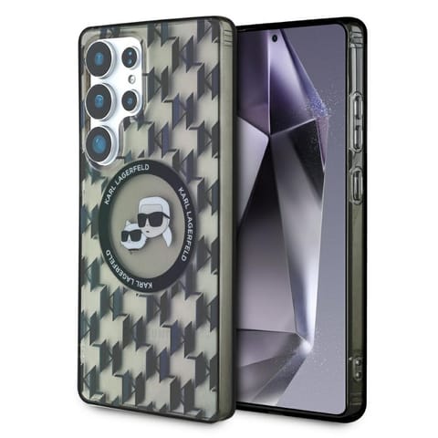⁨Etui Karl Lagerfeld Button Karl &        Choupette Heads On KL Pattern MagSafe do Samsung Galaxy S25 Ultra czarny⁩ w sklepie Wasserman.eu