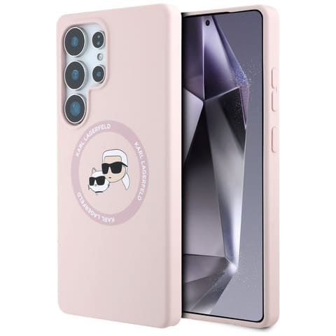 ⁨Etui Karl Lagerfeld Silicone Double      Heads And Circle MagSafe do Samsung Galaxy S25 Ultra różowy⁩ w sklepie Wasserman.eu