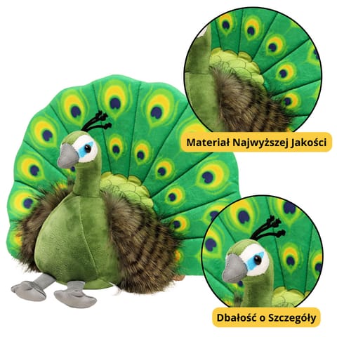⁨Maskotka Pluszowa Przytulanka Elegancki Paw Zielony 30cm⁩ w sklepie Wasserman.eu