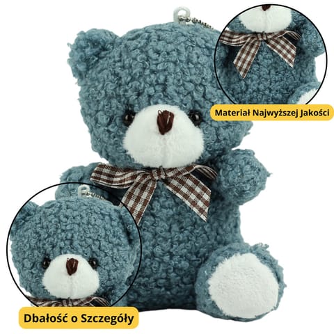 ⁨Miś Pluszowy Brelok Zawieszka Ozdoba Granatowy 8cm⁩ w sklepie Wasserman.eu