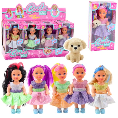 ⁨Zestaw Mini Laleczka W Sukience Piesek Lalka Pupil Mix 12cm⁩ w sklepie Wasserman.eu