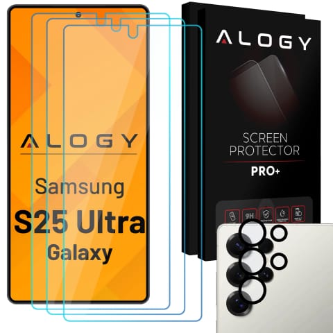 ⁨3x Szkło hartowane na ekran + szkło na obiektyw do Samsung Galaxy S25 Ultra ochronne szkiełko na ekran i aparat 9H Alogy GlassGuard Pack™️ zestaw szkieł ochronnych⁩ w sklepie Wasserman.eu