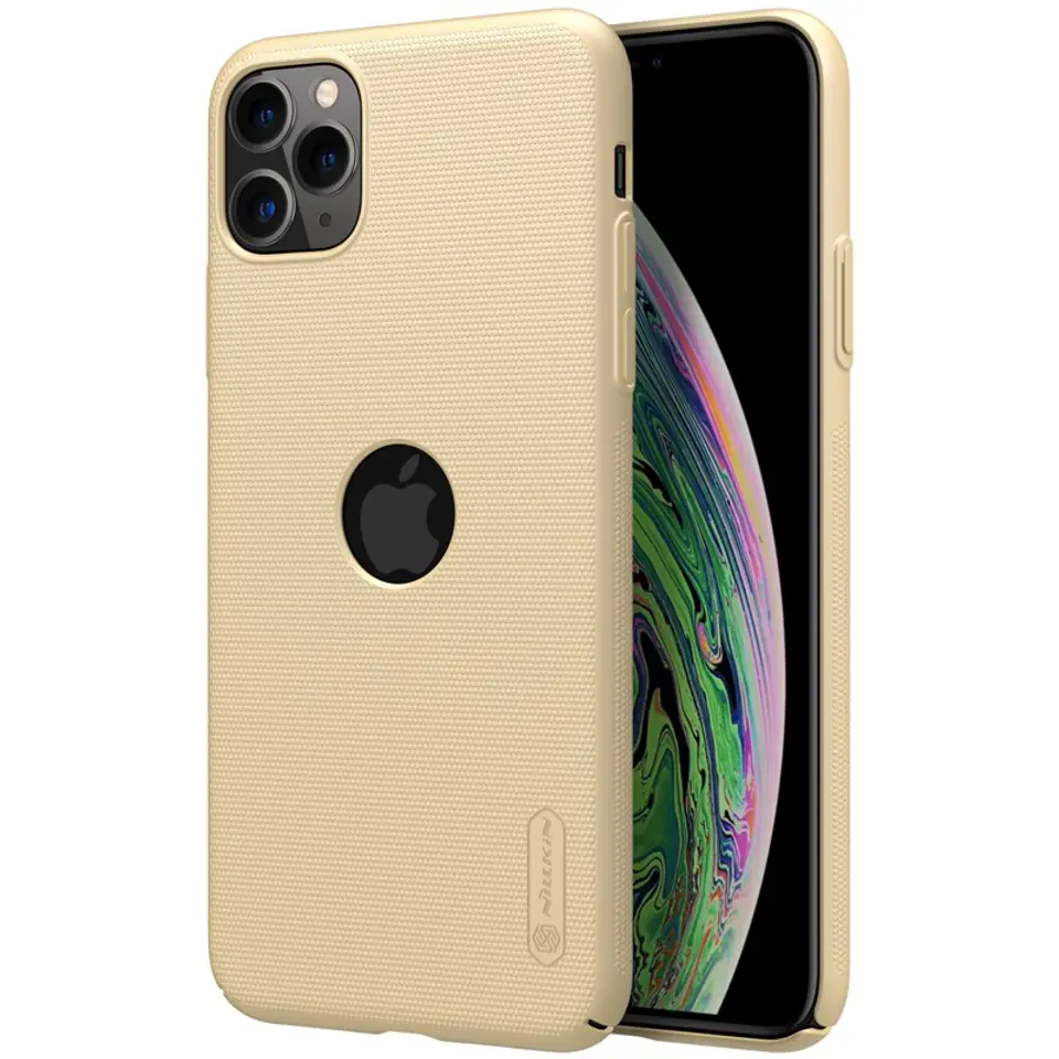 ⁨Nillkin Super Frosted Shield - Etui Apple iPhone 11 Pro z wycięciem na logo (Golden)⁩ w sklepie Wasserman.eu