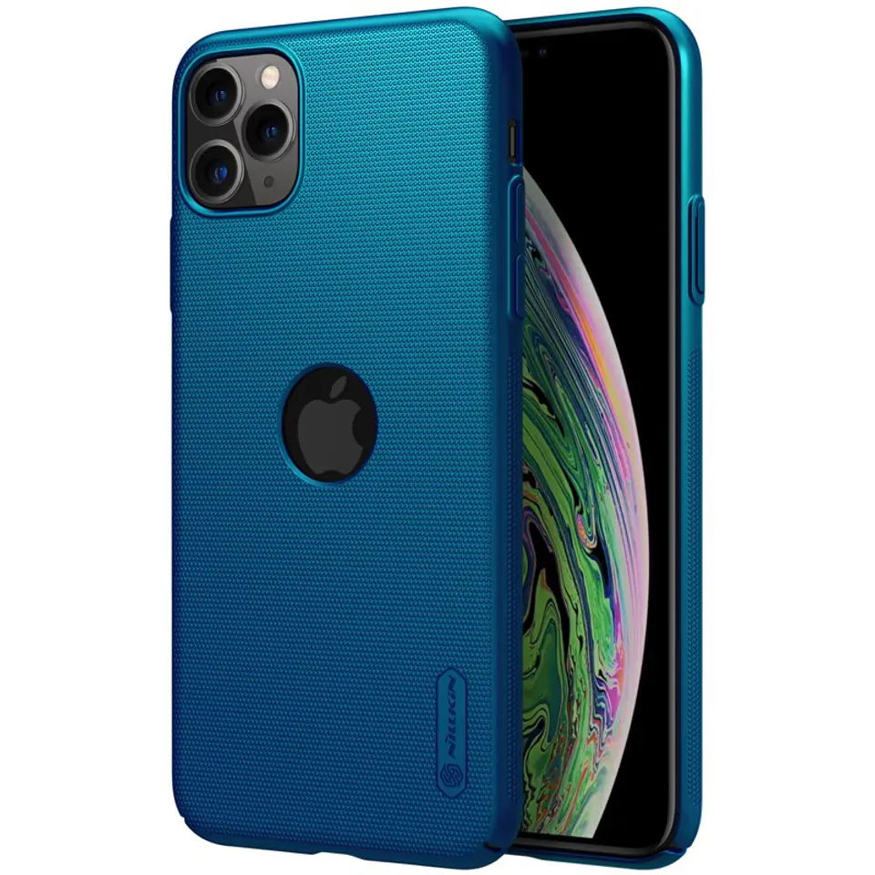 ⁨Nillkin Super Frosted Shield - Etui Apple iPhone 11 Pro Max z wycięciem na logo (Peacock Blue)⁩ w sklepie Wasserman.eu