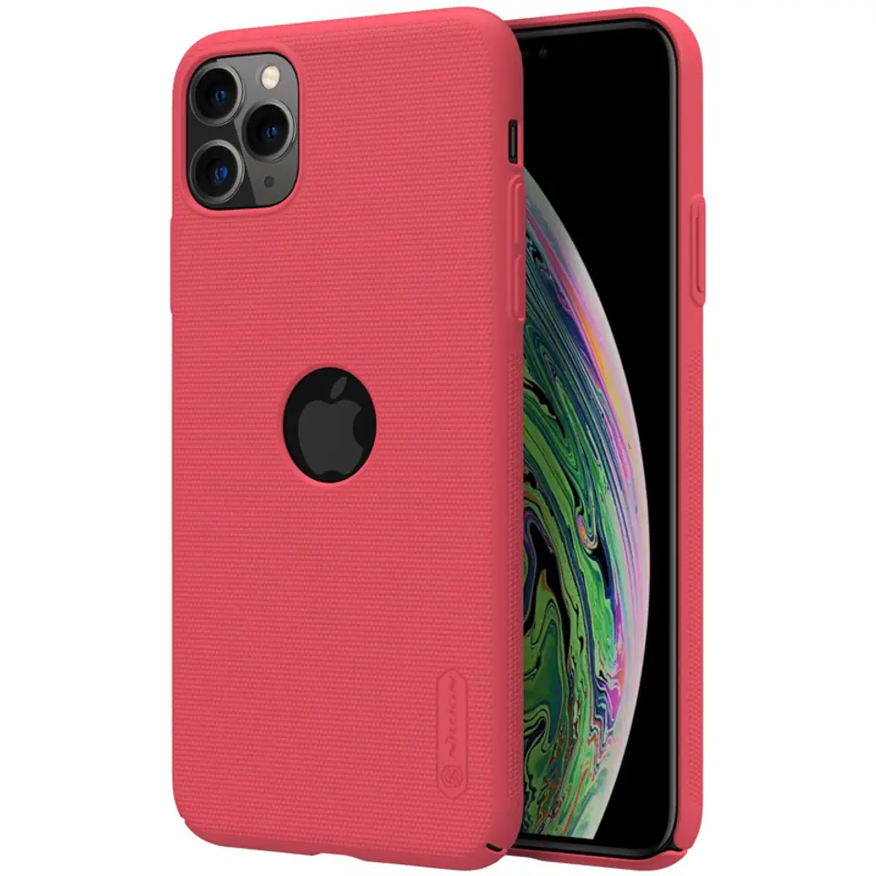 ⁨Nillkin Super Frosted Shield - Etui Apple iPhone 11 Pro Max z wycięciem na logo (Bright Red)⁩ w sklepie Wasserman.eu