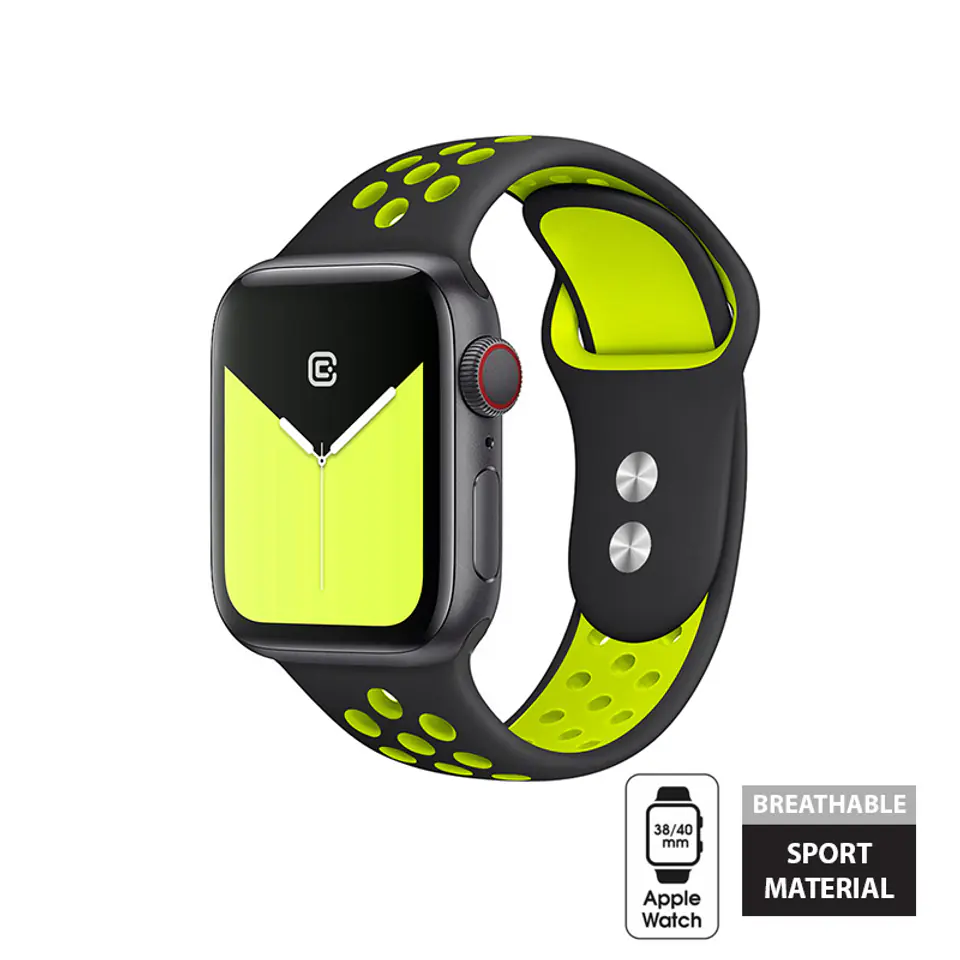 ⁨Crong Duo Sport - Pasek do Apple Watch 38/40/41/42 mm (czarny/limonkowy)⁩ w sklepie Wasserman.eu