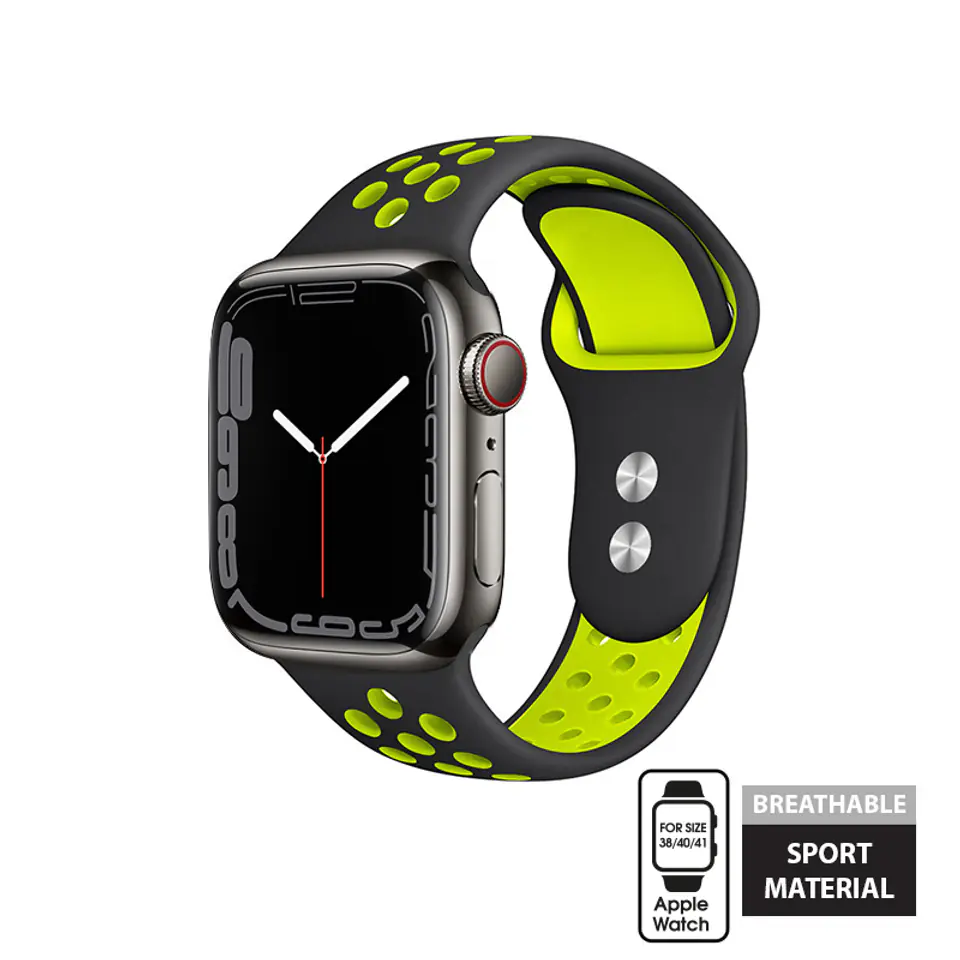 ⁨Crong Duo Sport - Pasek do Apple Watch 38/40/41 mm (czarny/limonkowy)⁩ w sklepie Wasserman.eu