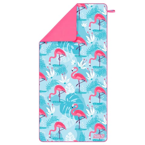 ⁨NCR14 FLAMINGOS MICROFIBER TOWEL 160X80 cm NILS CAMP⁩ at Wasserman.eu