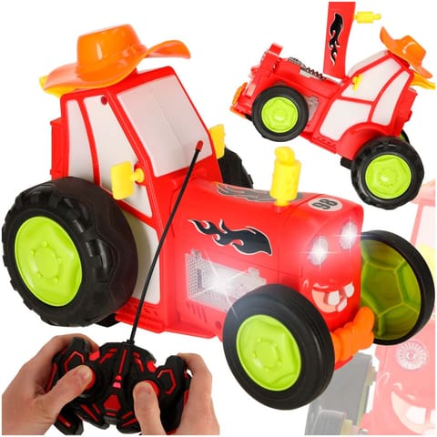 ⁨Traktor ciągnik zdalnie sterowany na pilota RC skaczący tańczący dźwięk czerwony⁩ w sklepie Wasserman.eu