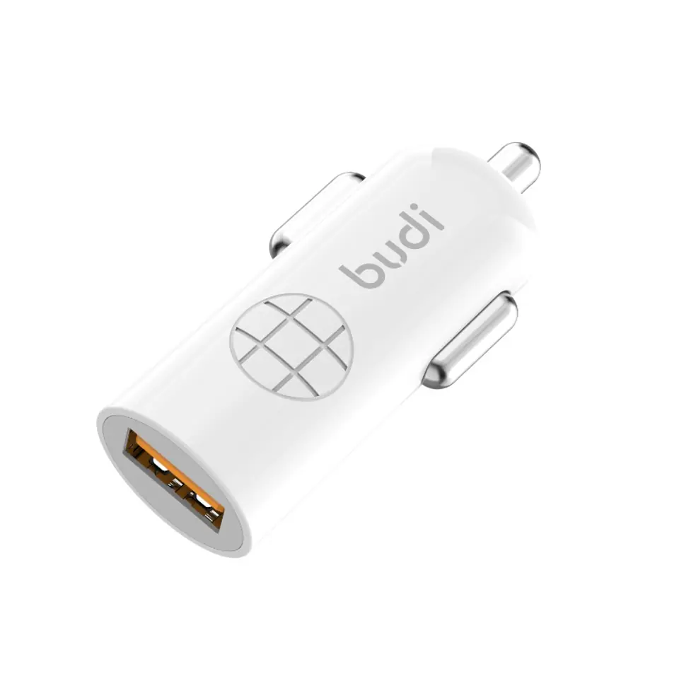 ⁨Budi - Ładowarka samochodowa USB, 18W, QC3.0 (Biały)⁩ w sklepie Wasserman.eu