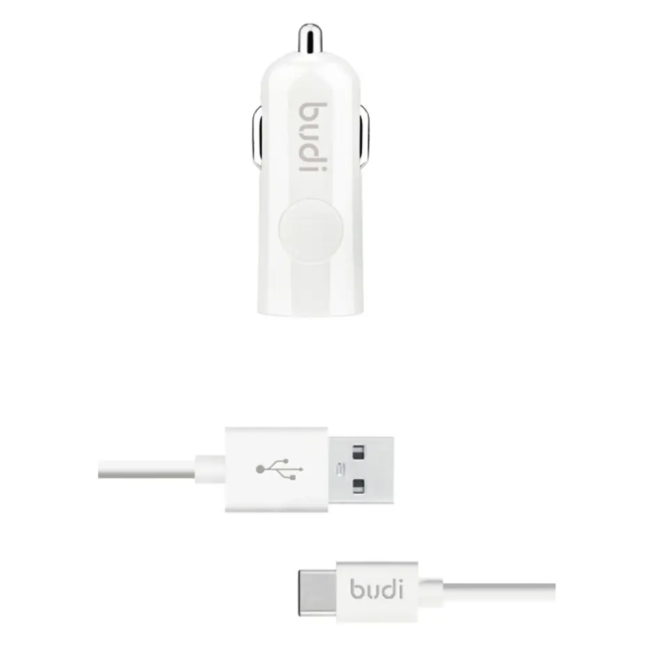 ⁨Budi - USB Car Charger + USB-C Cable (White)⁩ at Wasserman.eu