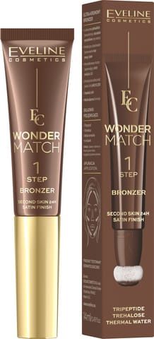 ⁨EVELINE Wonder Match Ultrakremowy Bronzer w tubce z aplikatorem - nr 02  14 ml⁩ w sklepie Wasserman.eu