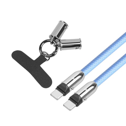 ⁨Kabel 2w1 USB C smycz 1m błękitny⁩ w sklepie Wasserman.eu