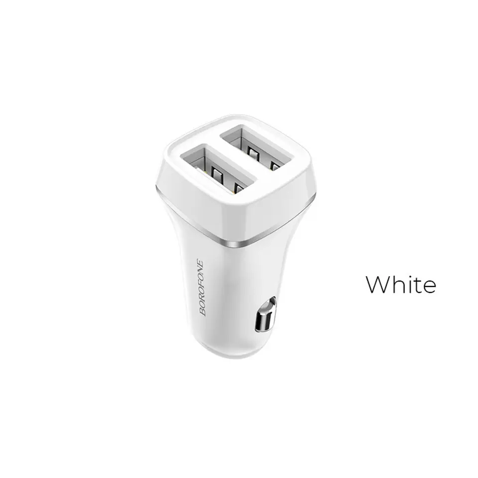 ⁨Borofone - car charger 2x USB, white⁩ at Wasserman.eu