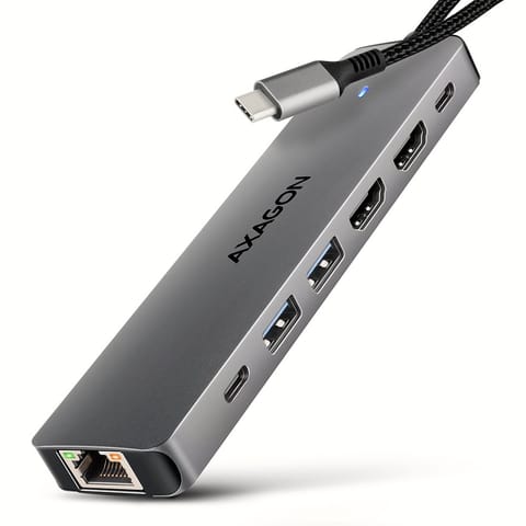 ⁨HMC-7HX2 USB hub 7in1 5Gbps 2xHDMI GLAN USB-C⁩ at Wasserman.eu