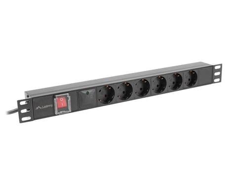 ⁨Listwa zasilająca  rack PDU 19 cali 1U 16A 6x230V schuko 2m czarna⁩ w sklepie Wasserman.eu