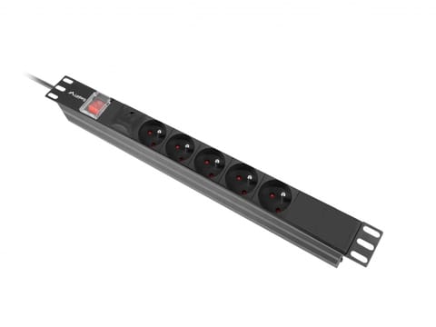 ⁨Listwa zasilająca  rack PDU 19 cali 1U  16A 5x230V  2m czarna C14⁩ w sklepie Wasserman.eu