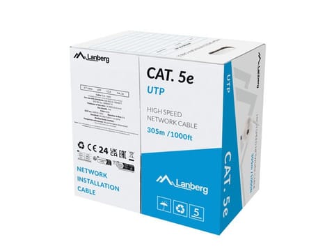 ⁨Kabel LAN UTP KAT.5E 305M drut CCA szary fluke passed⁩ w sklepie Wasserman.eu