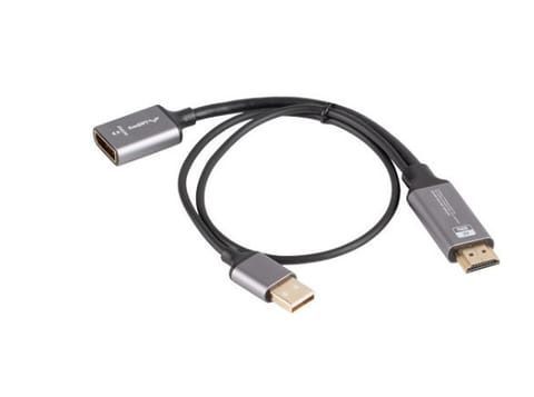 ⁨Adapter HDMI(M)-Displayport(F)4K na kablu 20cm srebrny⁩ w sklepie Wasserman.eu