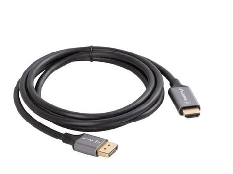 ⁨Kabel Displayport(M)-HDMI(M)1.8M 4K czarno-srebrny⁩ w sklepie Wasserman.eu