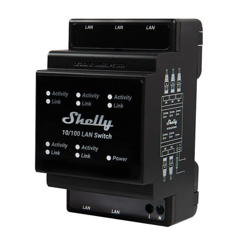 ⁨Przełącznik Ethernet z 5 portami RJ45 Shelly LAN Switch⁩ w sklepie Wasserman.eu