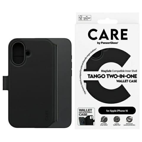 ⁨Etui CARE by PanzerGlass Feature Tango   2in1 Wallet iPhone 16 6.1" MagSafe czarny/black 1329⁩ w sklepie Wasserman.eu