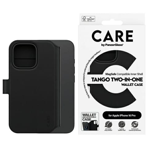 ⁨Etui CARE by PanzerGlass Feature Tango   2in1 Wallet iPhone 16 Pro 6.3" MagSafe czarny/black 1330⁩ w sklepie Wasserman.eu