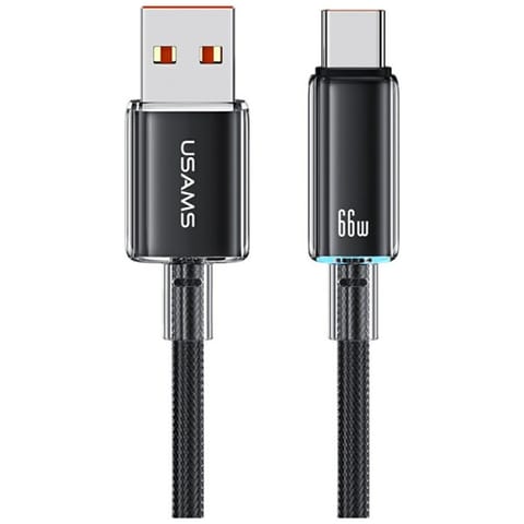 ⁨Kabel USAMS Cloud Series US-SJ658 6A     USB-A do USB-C 1,2m czarny⁩ w sklepie Wasserman.eu