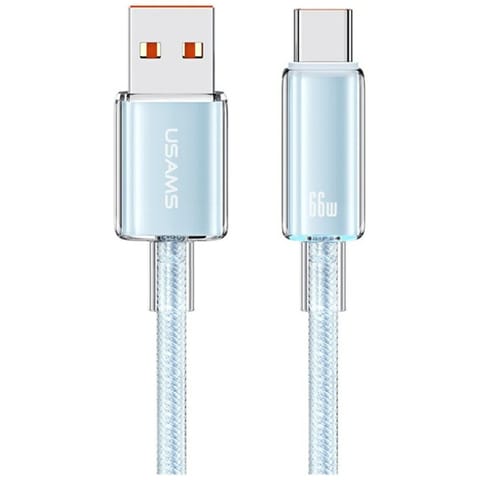 ⁨Kabel USAMS Cloud Series US-SJ658 6A     USB-A do USB-C 1,2m niebieski⁩ w sklepie Wasserman.eu