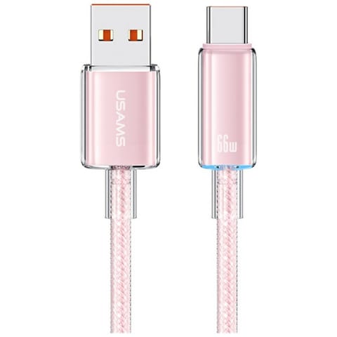 ⁨Kabel USAMS Cloud Series US-SJ658 6A     USB-A do USB-C 1,2m różowy⁩ w sklepie Wasserman.eu
