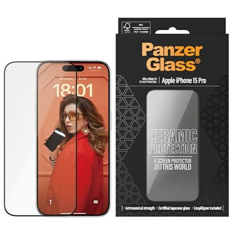 ⁨PanzerGlass Ceramic Protection iPhone 15Pro 6.1" Ultra-Wide-Fit Screen Protection Easy Aligner Included 2838⁩ w sklepie Wasserman.eu