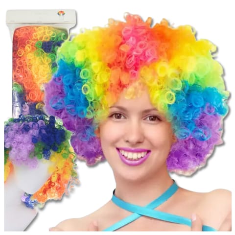⁨KOLOROWA PERUKA WŁOSY AFRO KARNAWAŁ PARTY FOTOBUDKA PANIEŃSKI URODZINY⁩ w sklepie Wasserman.eu