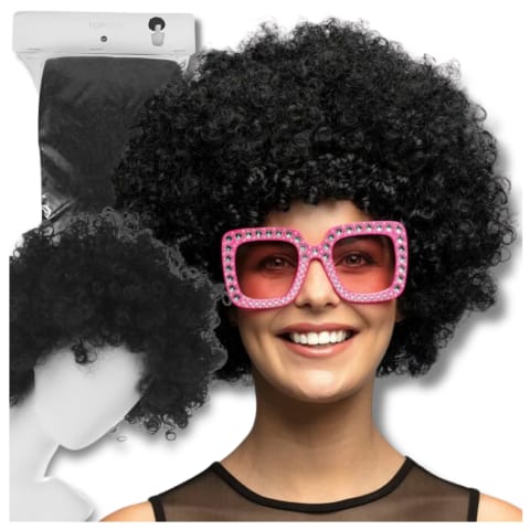 ⁨PERUKA WŁOSY CZARNE AFRO KARNAWAŁ PARTY FOTOBUDKA PANIEŃSKI URODZINY⁩ w sklepie Wasserman.eu