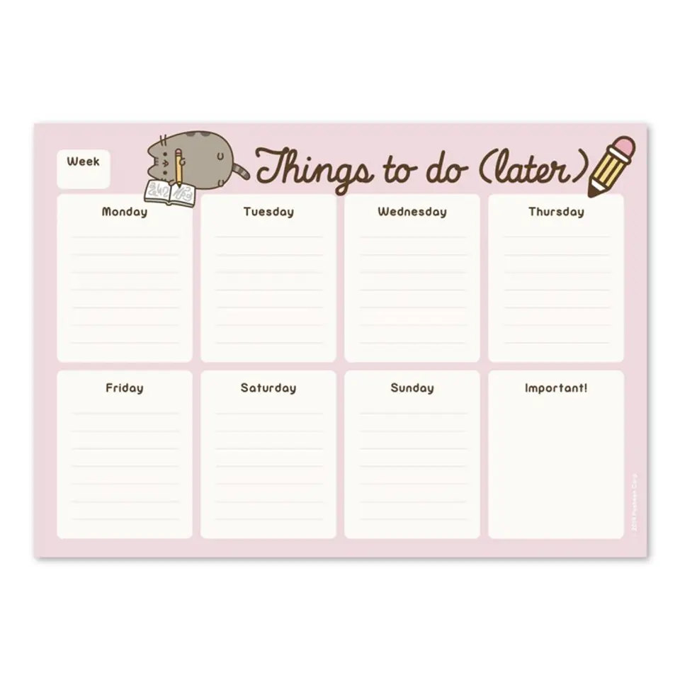 ⁨Pusheen - Planner tygodniowy na biurko z kolekcji Rose 54 kartki⁩ w sklepie Wasserman.eu