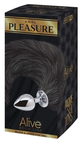 KOREK ANALNY ALIVE BLACK&WHITE FOX TAIL M w sklepie Wasserman.eu