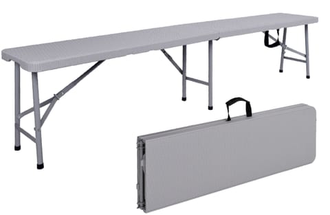 ⁨Ławka cateringowa składana w walizkę 180 cm RATTAN szara⁩ w sklepie Wasserman.eu