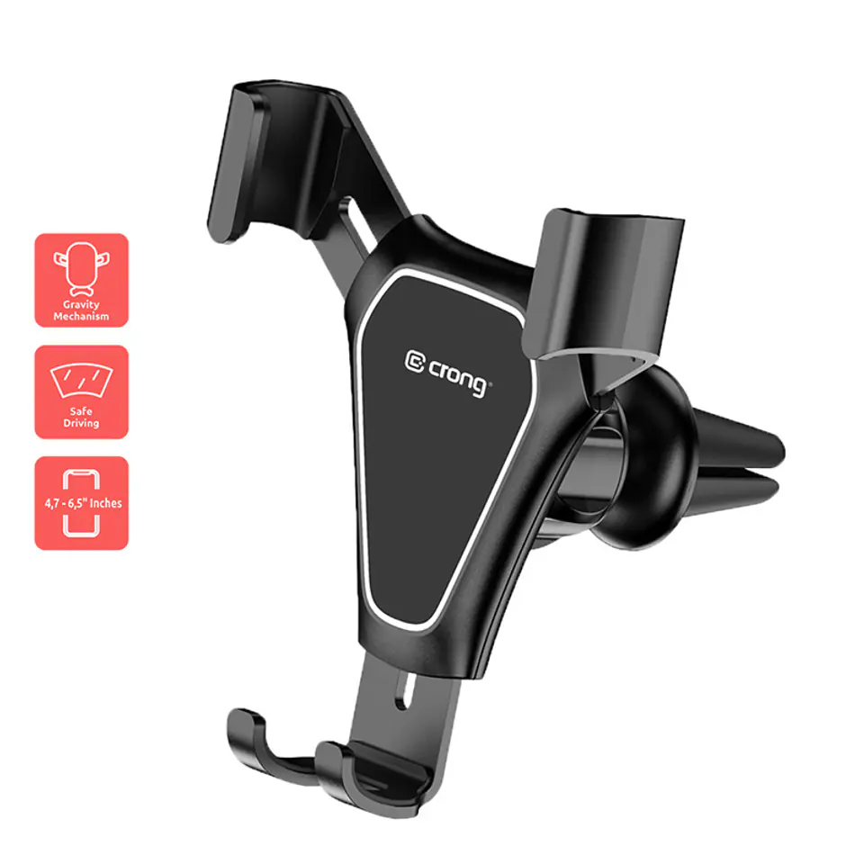 ⁨Crong Gravity Auto-Clip Car Holder - Uchwyt samochodowy grawitacyjny do telefonu 4,7”- 6,5” (czarny)⁩ w sklepie Wasserman.eu