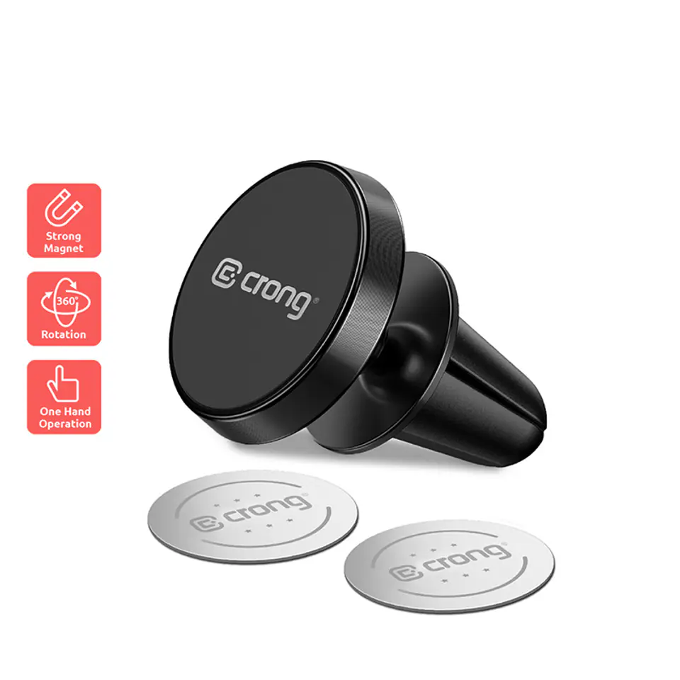 ⁨Crong Magnetic Smart Car Holder – Magnetyczny uchwyt samochodowy do telefonu (czarny)⁩ w sklepie Wasserman.eu