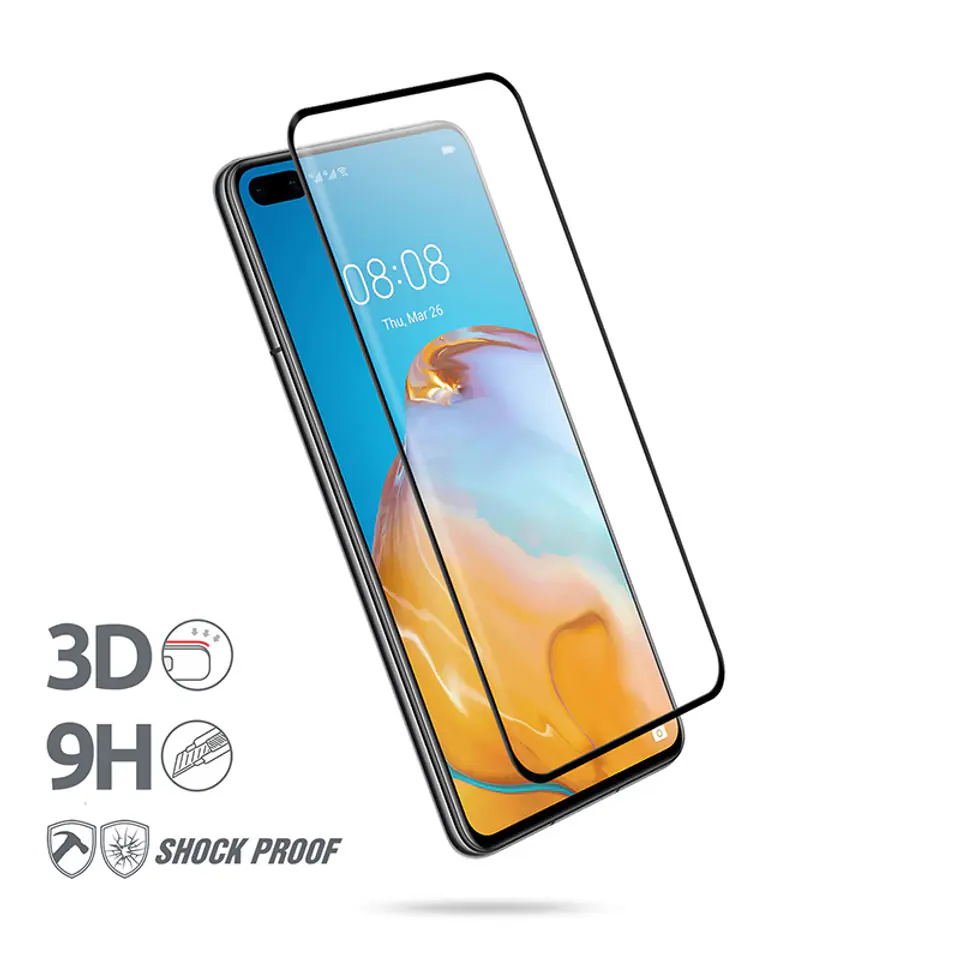 ⁨Crong 3D Armour Glass – Szkło hartowane 9H na cały ekran Huawei P40 + ramka instalacyjna⁩ w sklepie Wasserman.eu