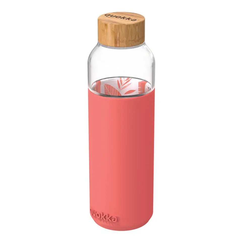 ⁨Quokka Flow - Butelka na wodę ze szkła 660 ml (Inner Pink Botanical)⁩ w sklepie Wasserman.eu