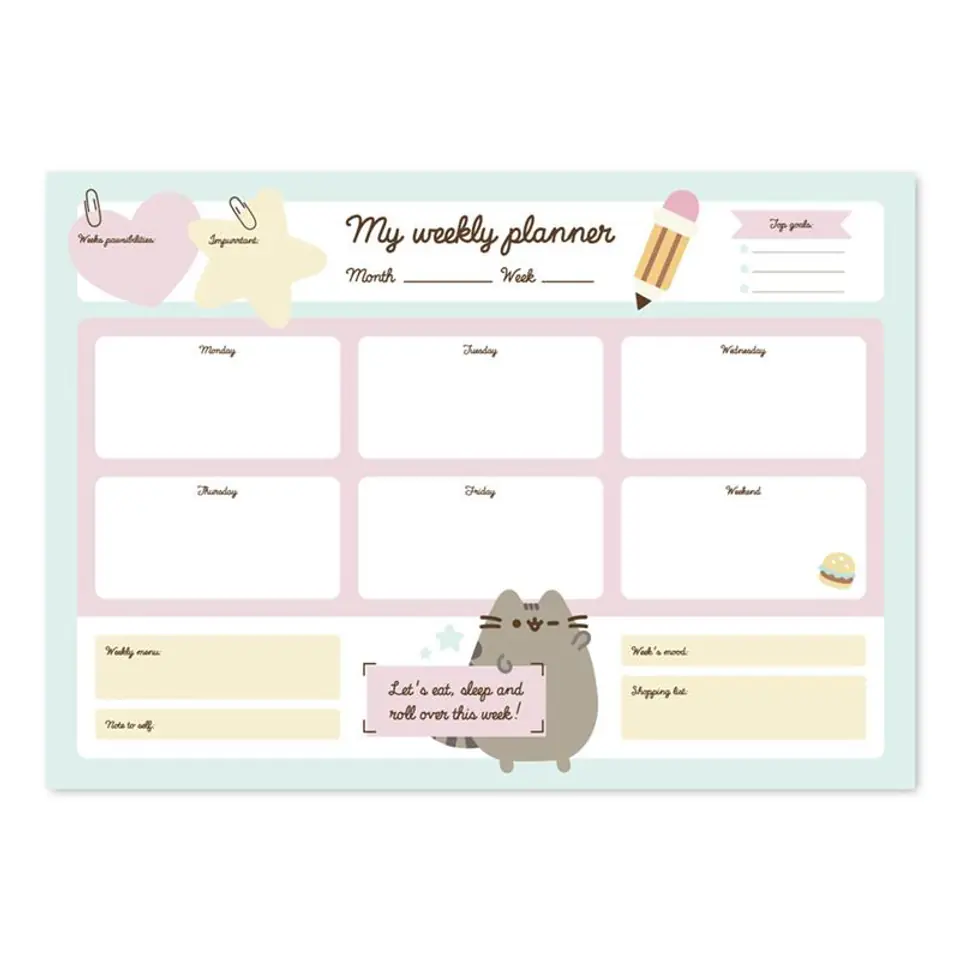 ⁨Pusheen - Weekly planner from the Foodie collection 54 A3 pages⁩ at Wasserman.eu