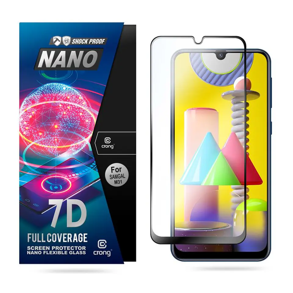 ⁨Crong 7D Nano Flexible Glass - 9H Hybrid Glass for Full Screen Samsung Galaxy M31⁩ at Wasserman.eu